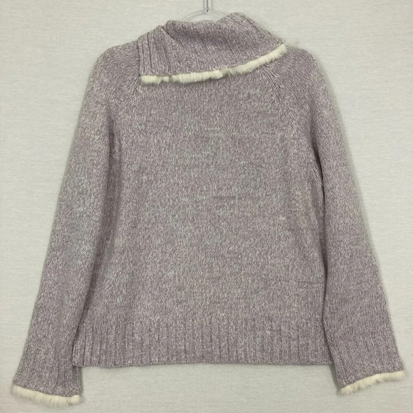 New Norton McNaughton Light Purple Fur Trim Soft Cozy Pullover Sweater Large - Picture 10 of 11